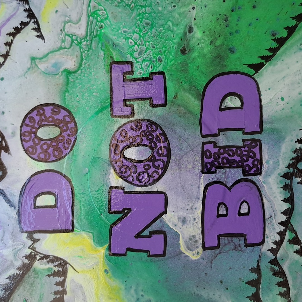 Hand Crafted Vinyl Record Sign DO NOT BID Auction Paddle Acrylic Fluid Art - Picture 3 of 9